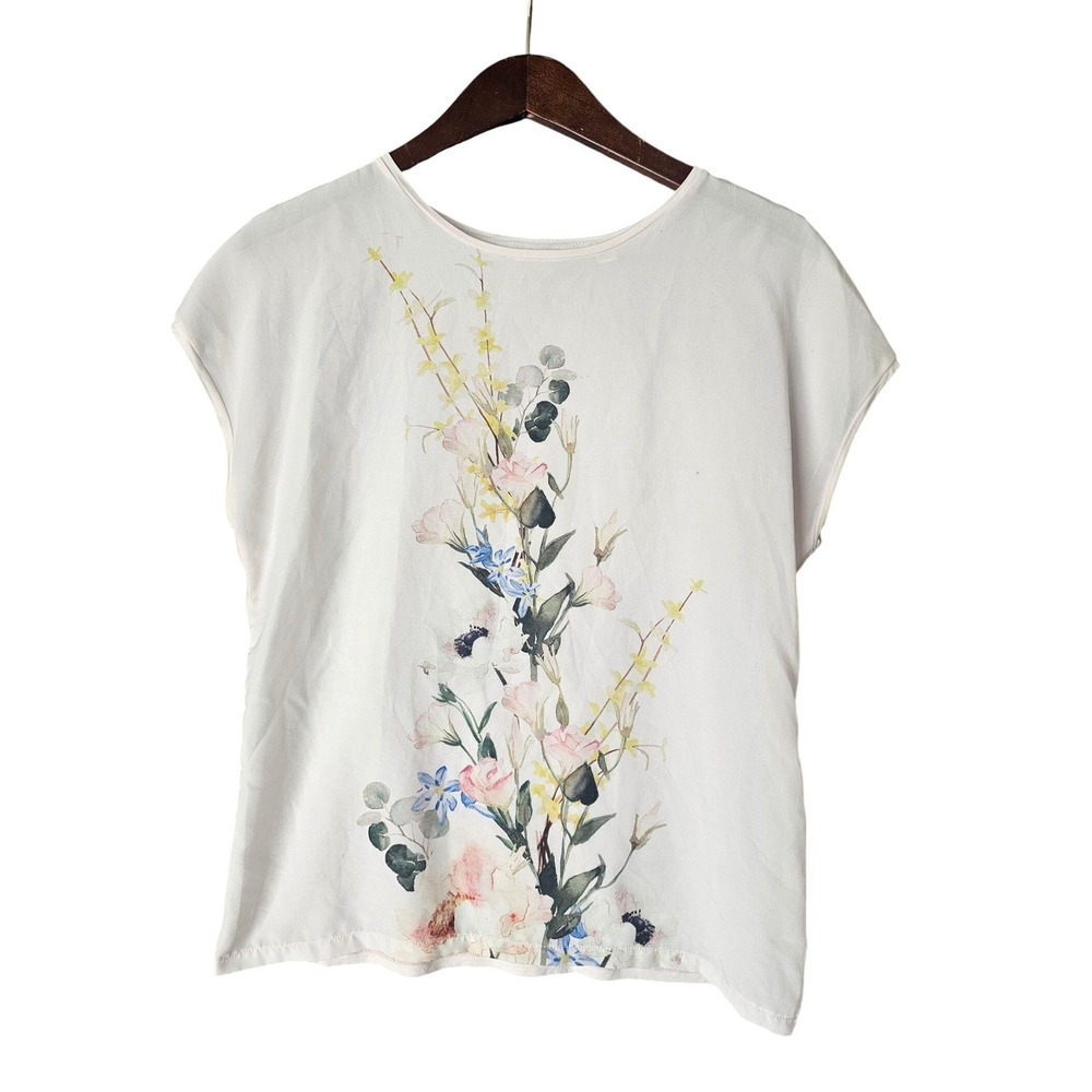 Ted Baker London Floral Print Cap Sleeve Top - Women's Size 2
